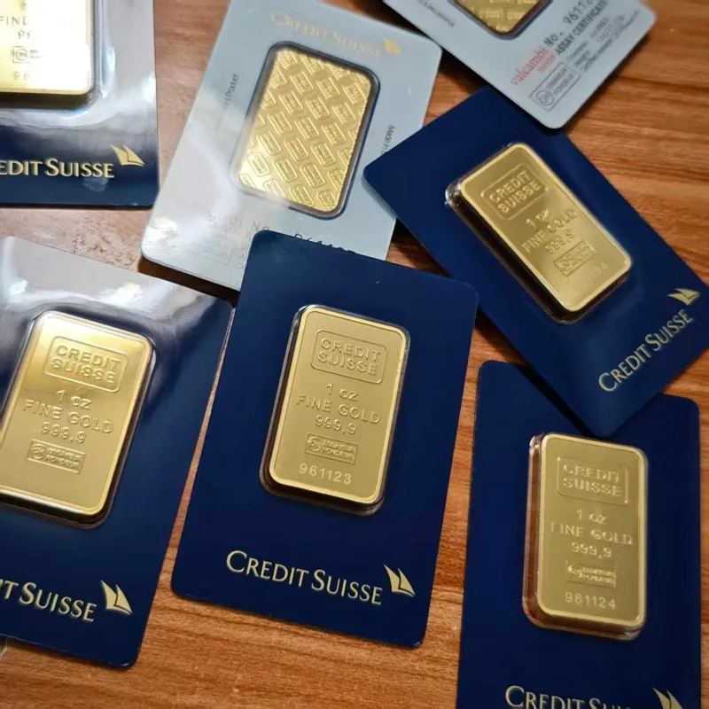 Replica Credit Suisse Copper Gold-plated Bar One Ounce Switzerland Gold Bullion Bars Coins Collection