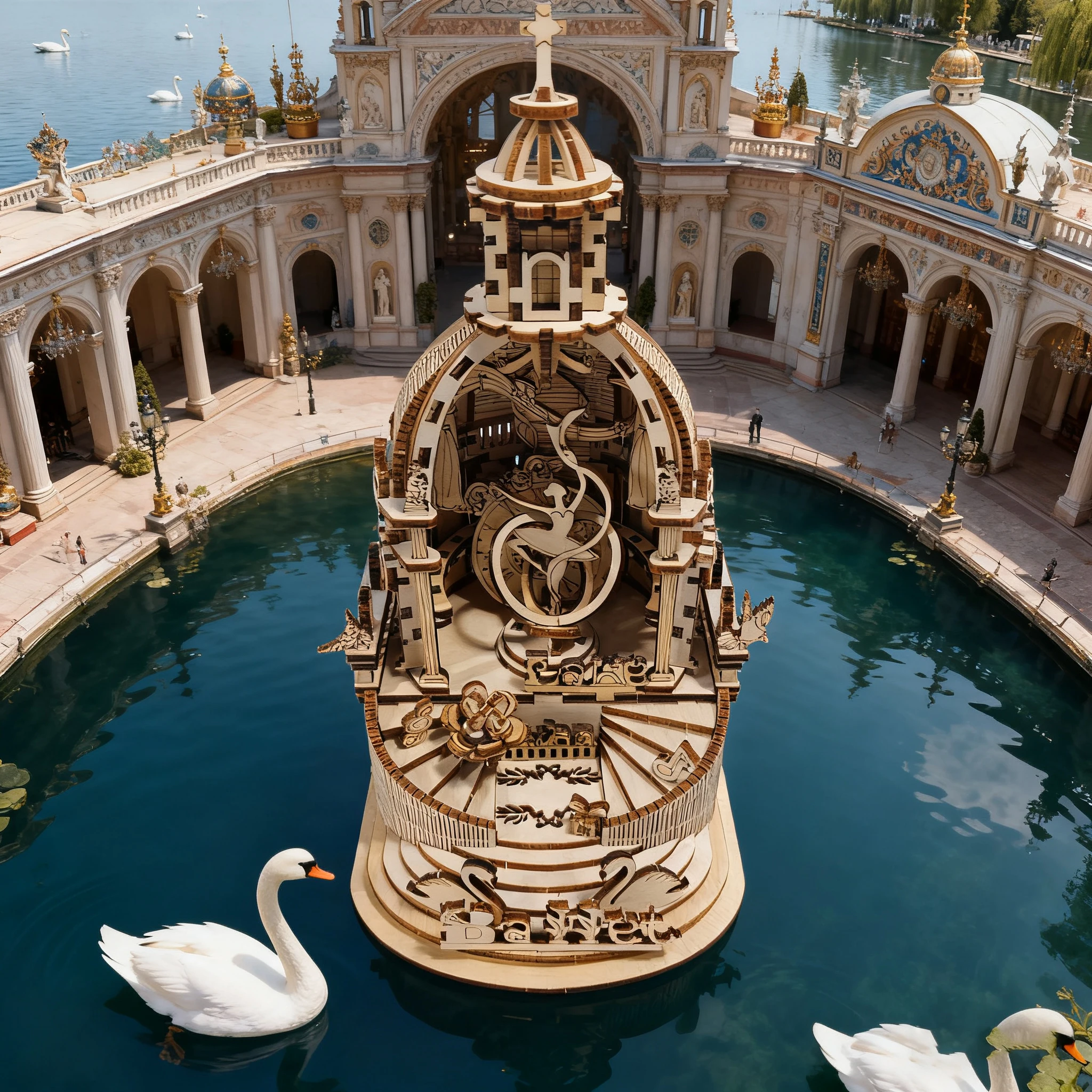 DIY سوان ليك الموسيقى الحرفية كيت 3D الحرفية أطقم منمذجة العملي على النشاط الجدول الديكور عيد الميلاد، عيد ميلاد، هدية عيد الهالوين #3