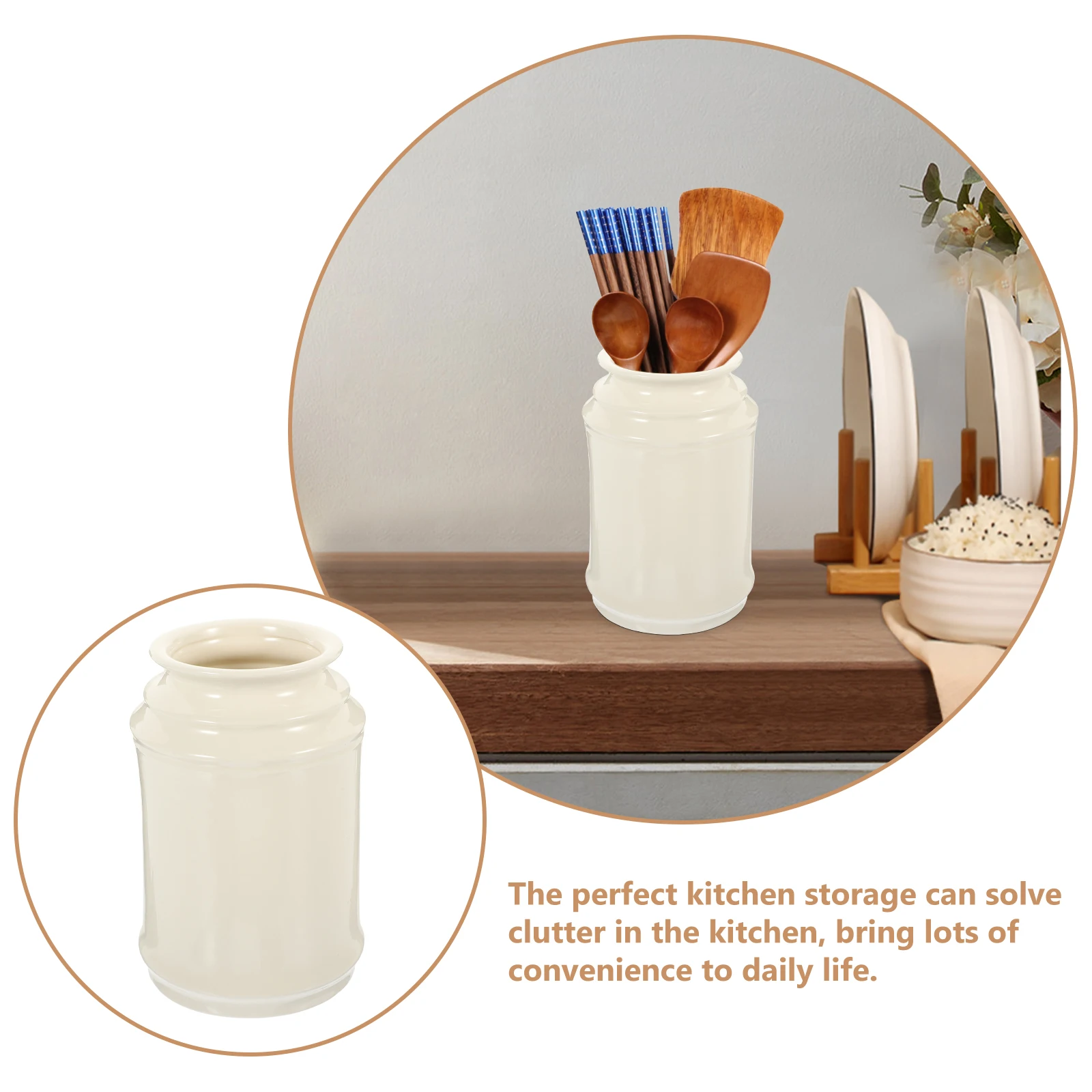 

Compact Ceramic Kitchen Utensil Holder Multi-Functional Cutlery Storage for Spoons Forks and Chopsticks Utensil Holder