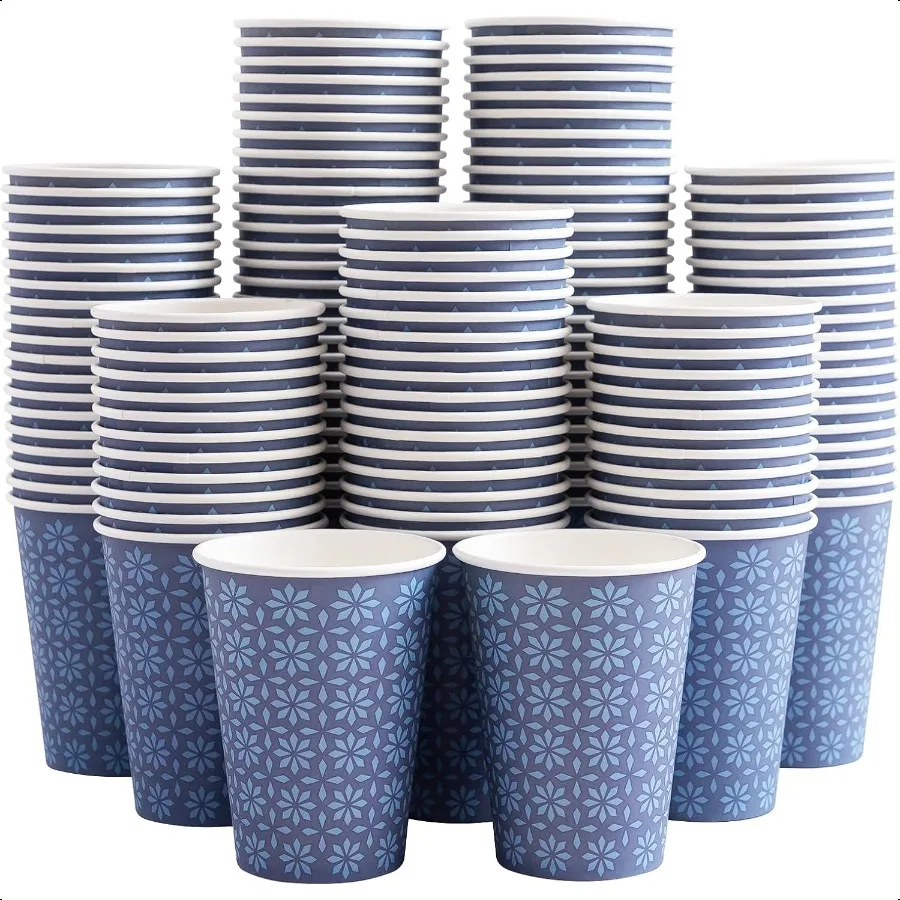 

240 Pack 12 oz Paper Cups Hot Cold Beverage Paper Drinking Cups Navy Floral Paper Coffee Cups 12 oz for Homeuse Office Restaur