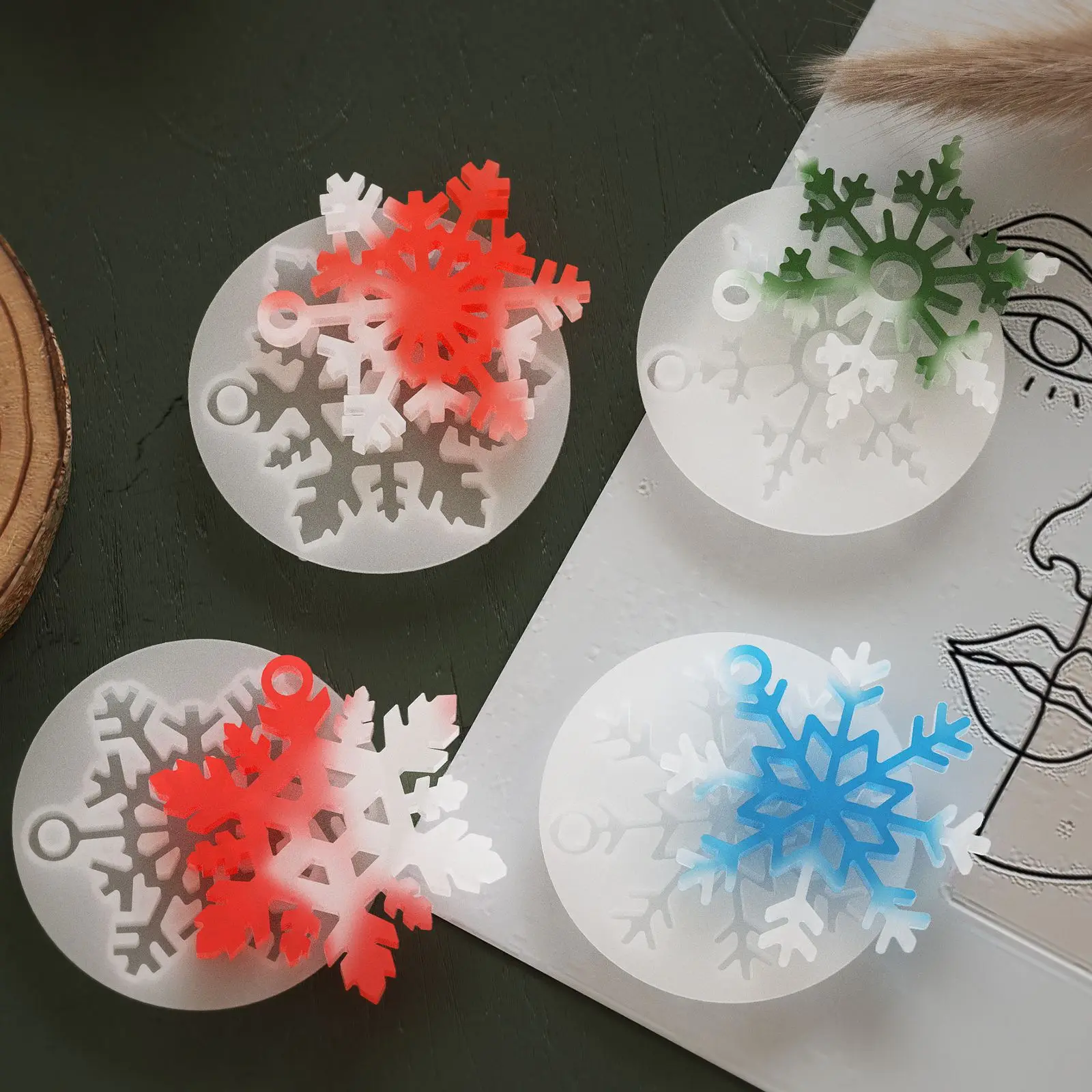 Crystal Epoxy Resin Mold Ornaments Snowflake Shape Resin Mold Christmas Ornament Pendant Silicone Molds For Jewelry Making Mold image 5