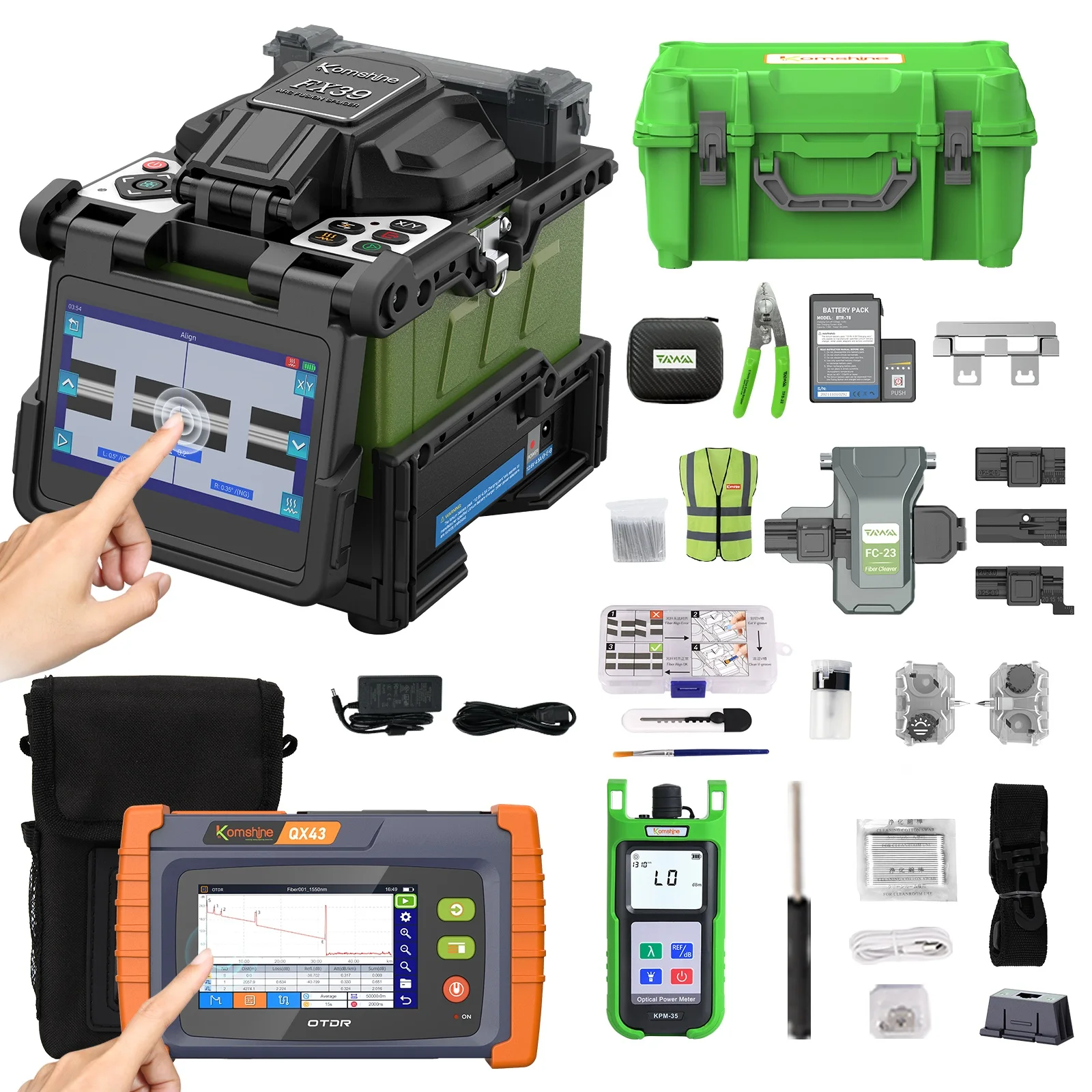 

Fusion Splicer FX39 Core Alignment 6 Motors + 1310 1550nm OTDR 26 24dB 0.01dB Loss FC UPC