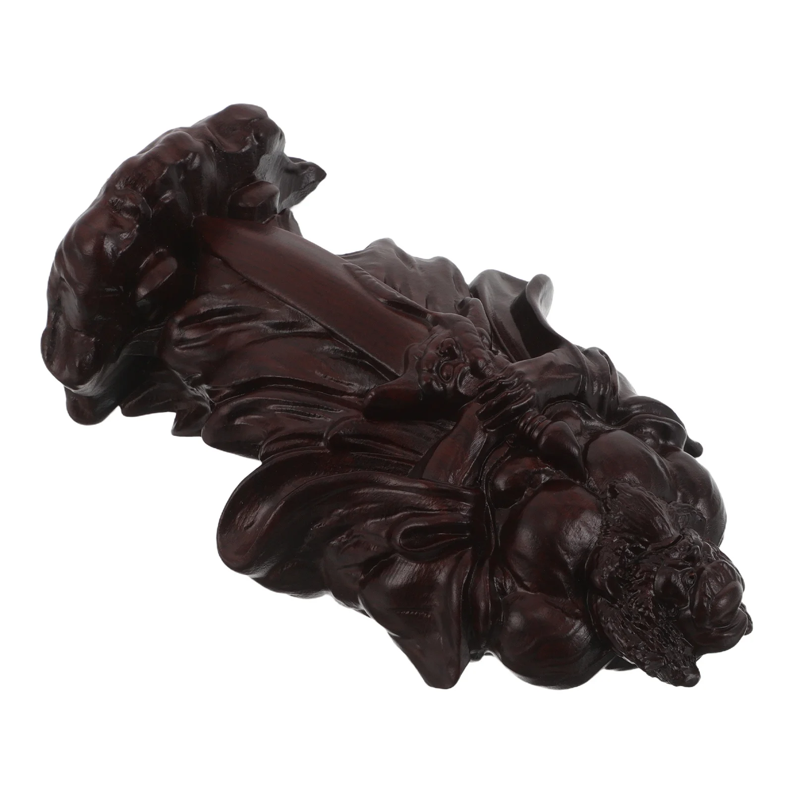 

Chinese Wood Zhongkui Feng Shui Statue Protective Ornament for Desktop Home Desk Decoration Good Luck Chinese Style Statue