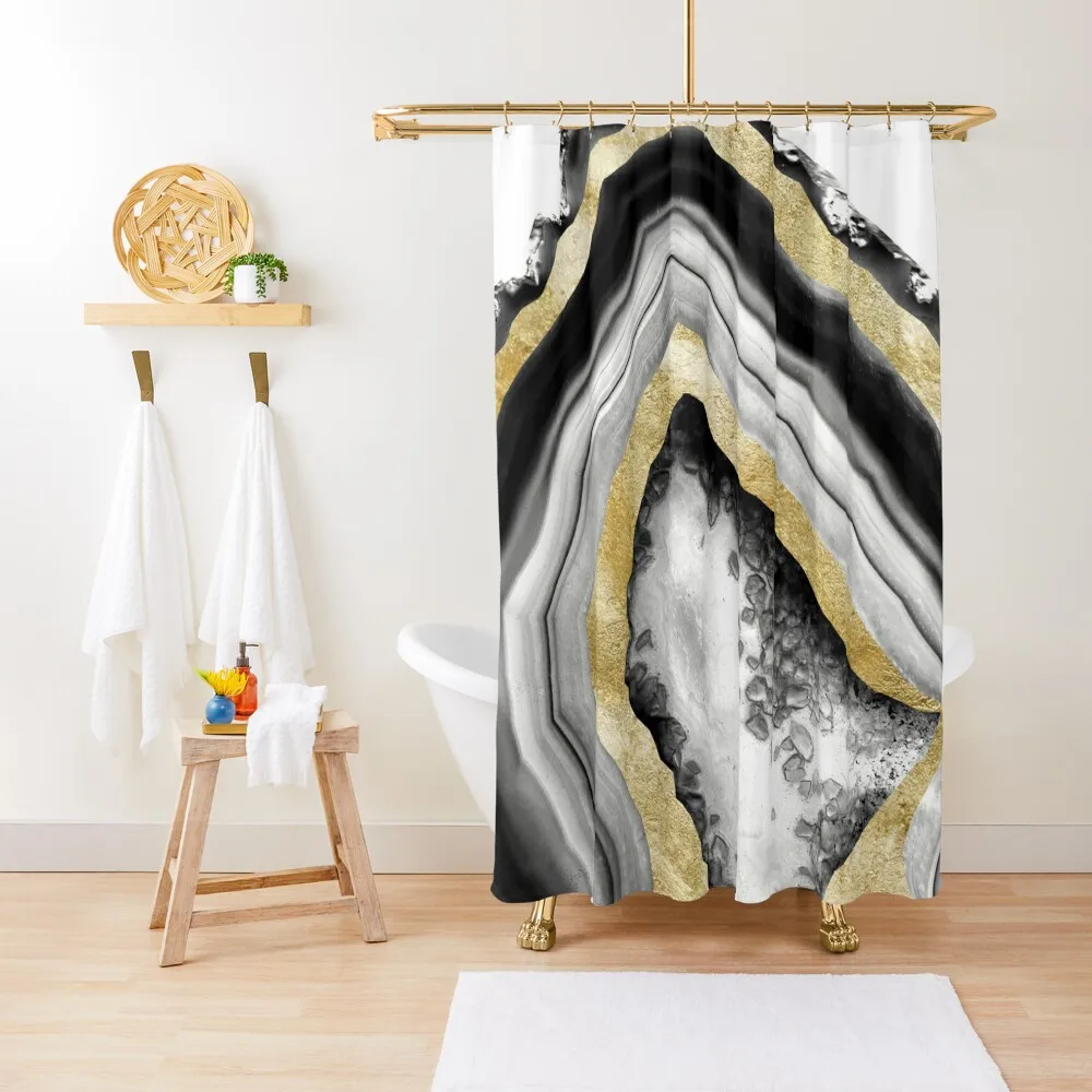 

Agate Gold Foil Glam #1 (Faux Glitter) #gem #decor #art Shower Curtain Window Bathroom Decor Waterproof Fabric Shower Curtain