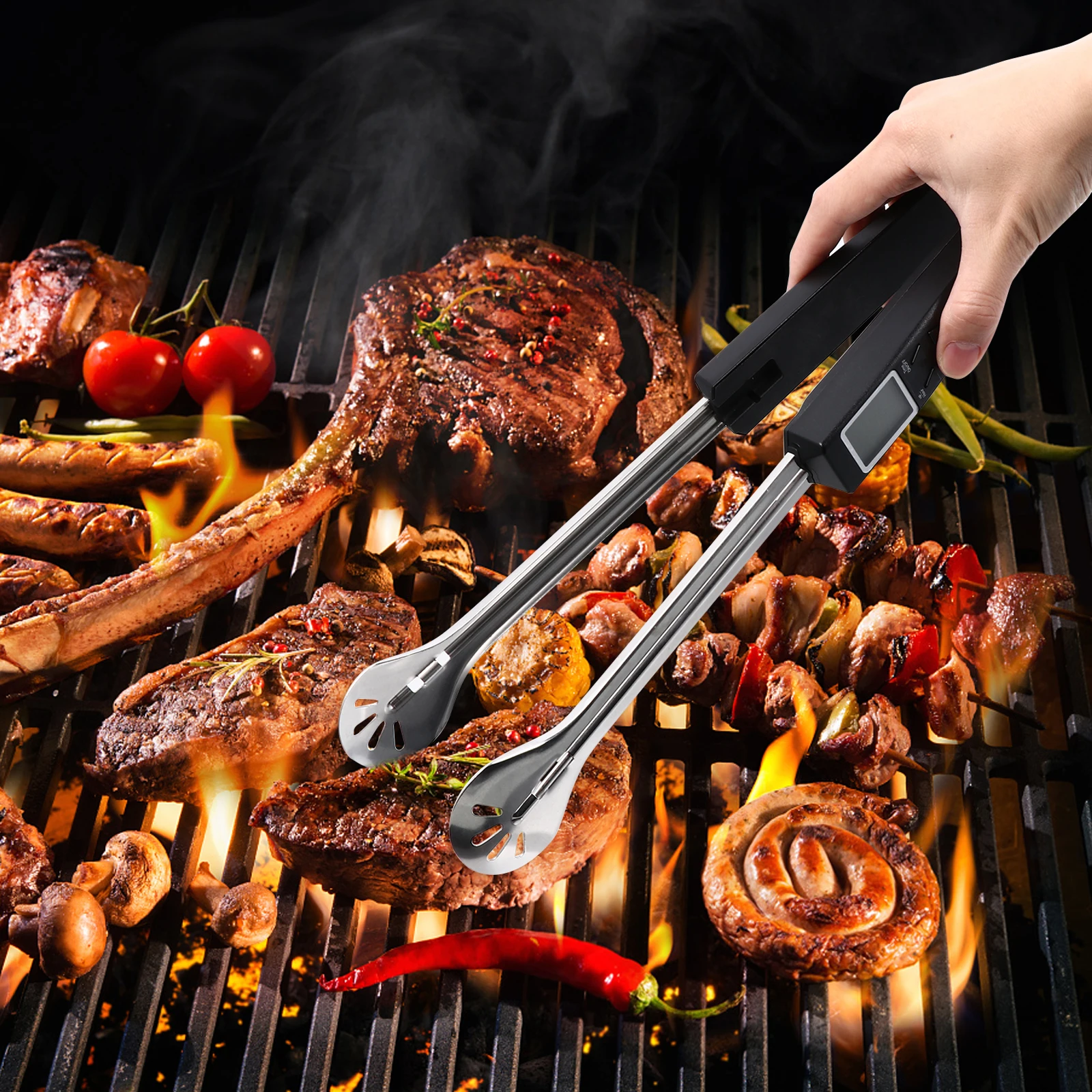 

1 set 1 Set Bbq Tong Thermometer Baking Meatprecision Probe Fast Compact Grilling Steak Clamp Tool Kitchen Outdoor Food