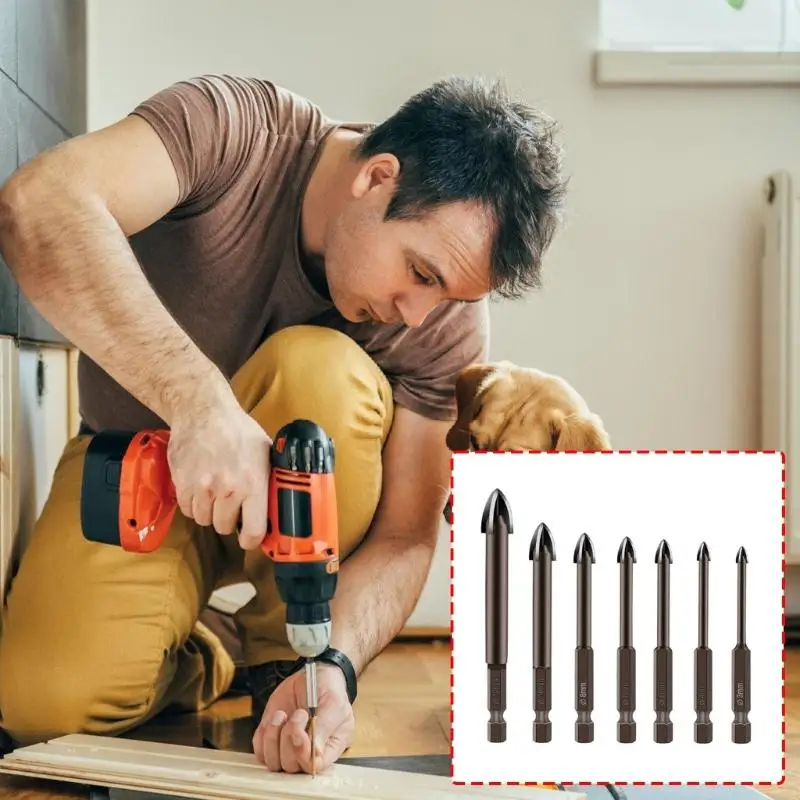 652F Professional 7Piece Triangle Tip Drill Bit For Ceramic Tile And Glass Applications 3mm, 4mm, 5mm, 6mm, 8mm,10mm,12mm