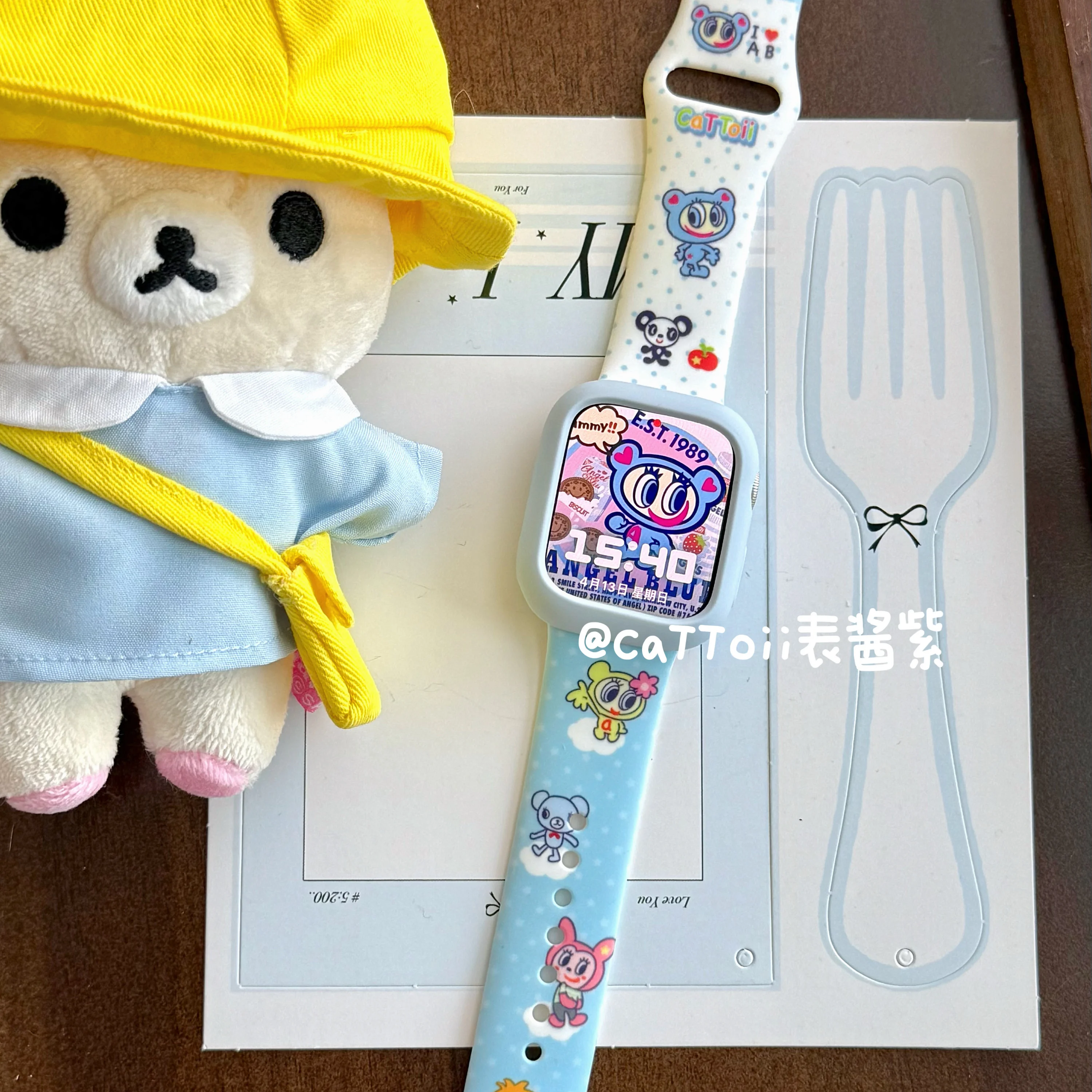 

Силиконовый ремешок для часов Angel BlueStrap Iwatch, универсальный мягкий защитный ремешок, милая форма, милый Kawaii