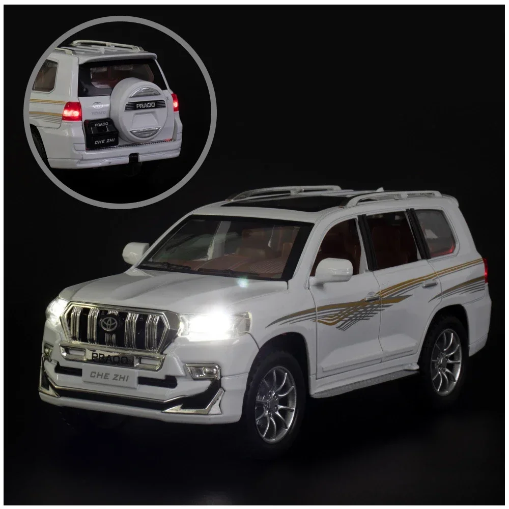 1:24 untuk Toyota Prado SUV Model mobil logam paduan diecast & kendaraan mainan logam Off-road kendaraan Model mobil hadiah koleksi simulasi