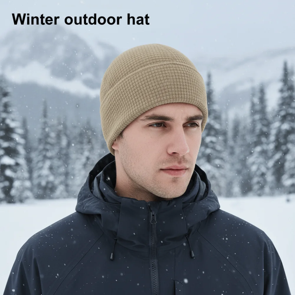

Polar Fleece Winter Running Hats Solid Color Windproof Running Winter Sport Cap Warmer Sweat Absorption Outdoor Warm Hat Running
