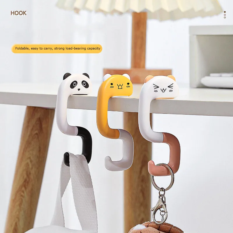 

Cute Animal Bag Hook Strong Load-bearing Portable Cartoon Folding Handbag Hanger Table Hook for Office Handbag Hanger