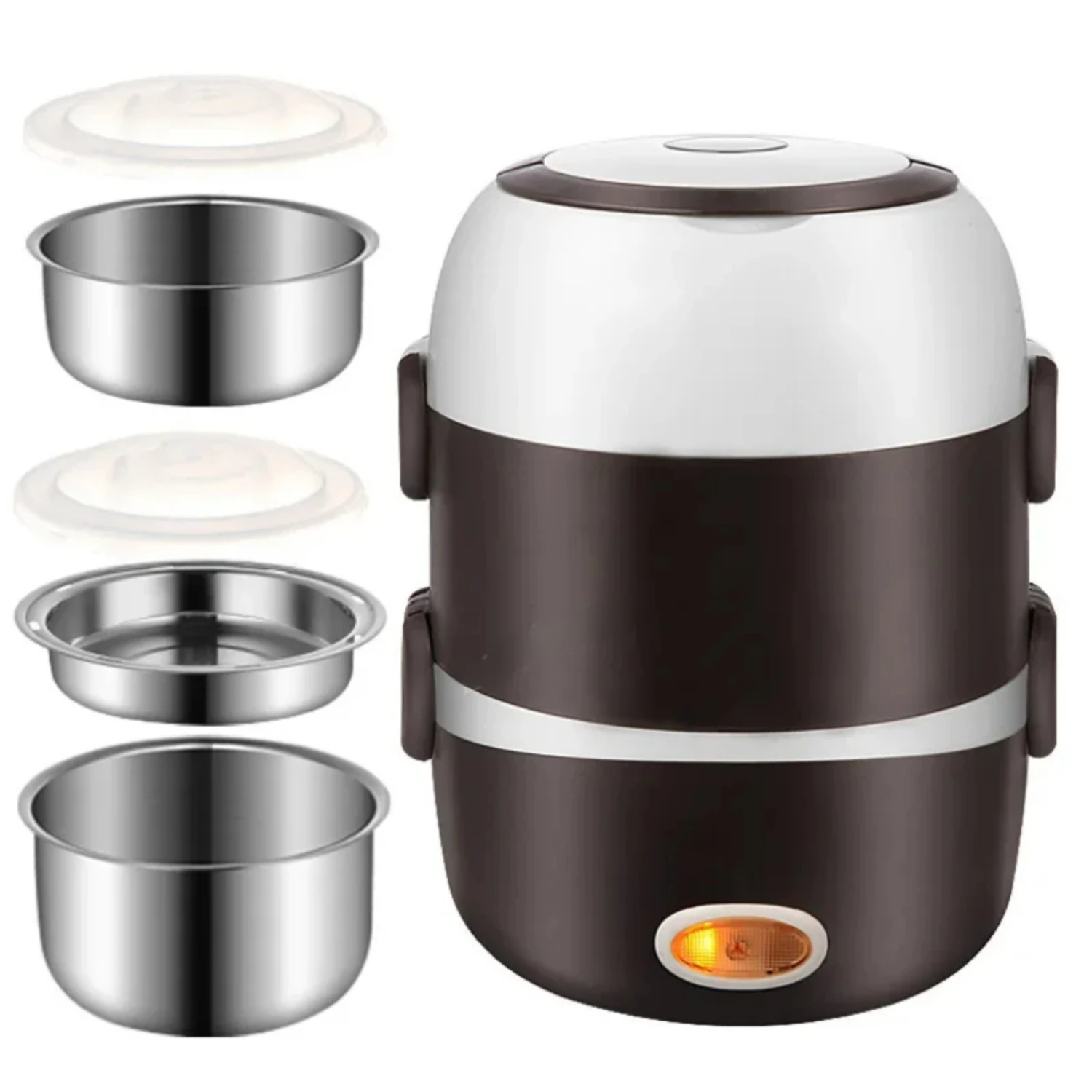 NEW Portable Mini Stainless Steel Rice Cooker with 2/3 Layers Steamer - Thermal Heating Lunch Box Food Container Warmer