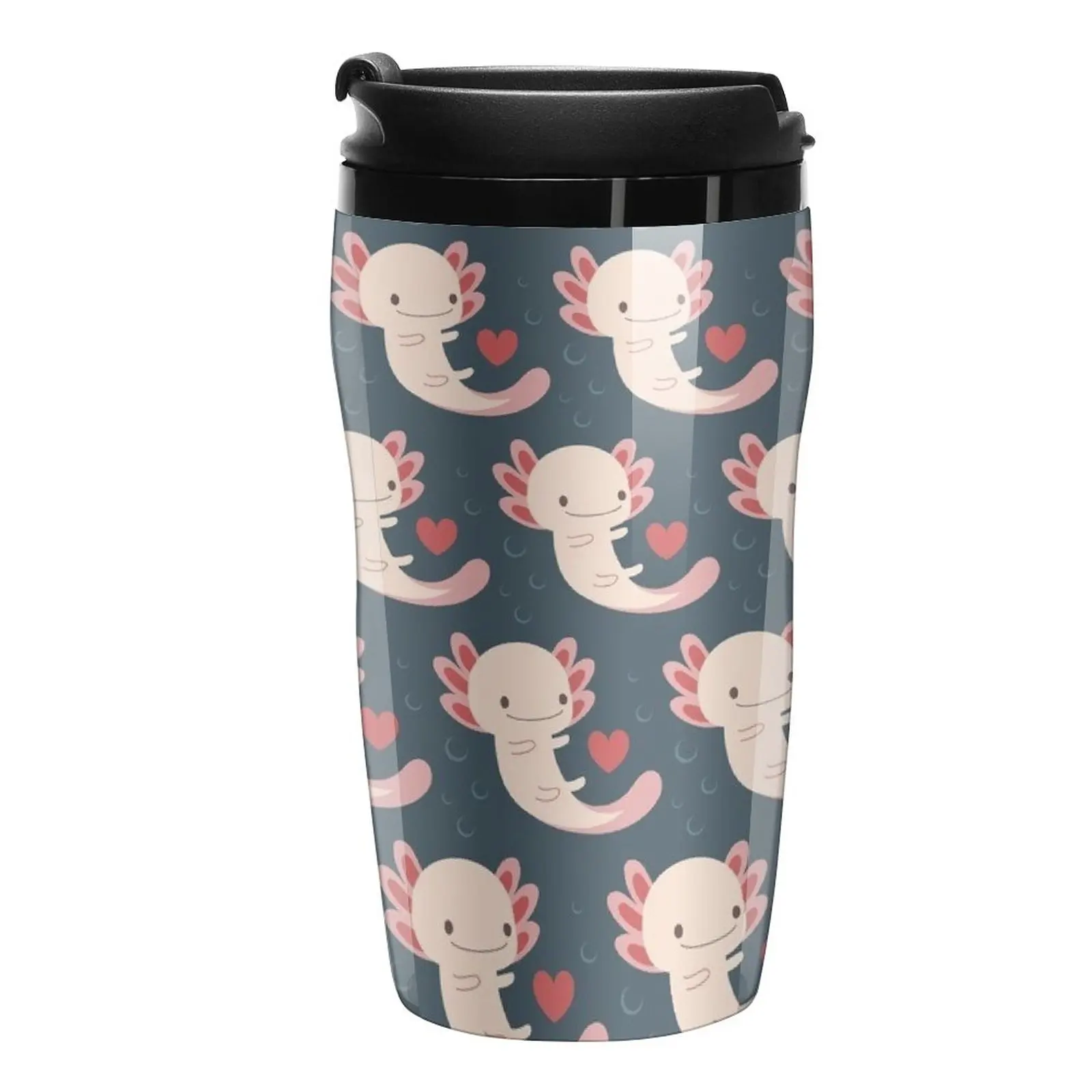 New Axolotls hearts and bubble Travel Coffee Mug Coffee Cups Set Creative Cups