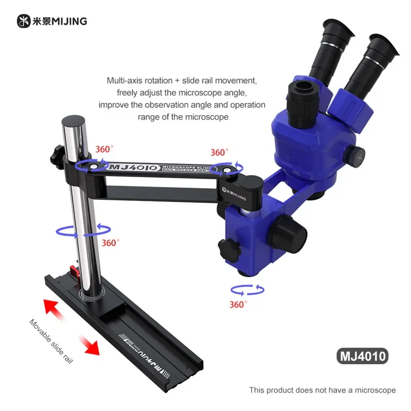 MIJING MJ-4010 360° Rotating Microscope Stand Foldable Swing Arm Holder, Wall Mount Compatible with Most Microscopes & Lab Tool