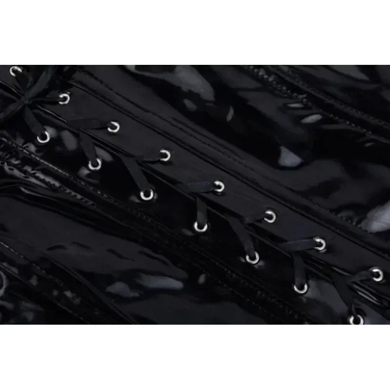 2025 Halloween Goede جودة Zwart Rood القوطية Wetlook الفينيل البلاستيكية Jurk مثير النساء Lichaam Slank Korset Jurk Nachtclub Ds #5