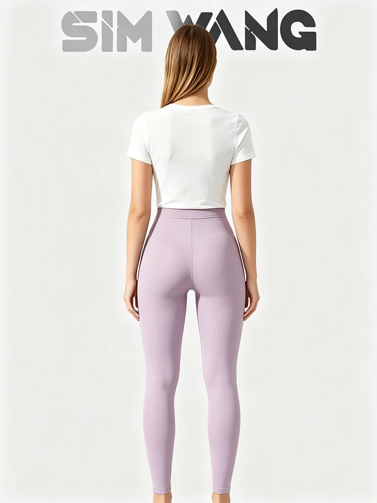 Light purple stretchy tight sports pants for women - slim-fitting and great for undergarment. In stock.