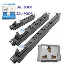 wireless PDU 2/3/4/5/6/7/8 Units Universal Outlet Socket 16A/32A 4000/8000W Air Switch Power strip Industrial aluminium alloy