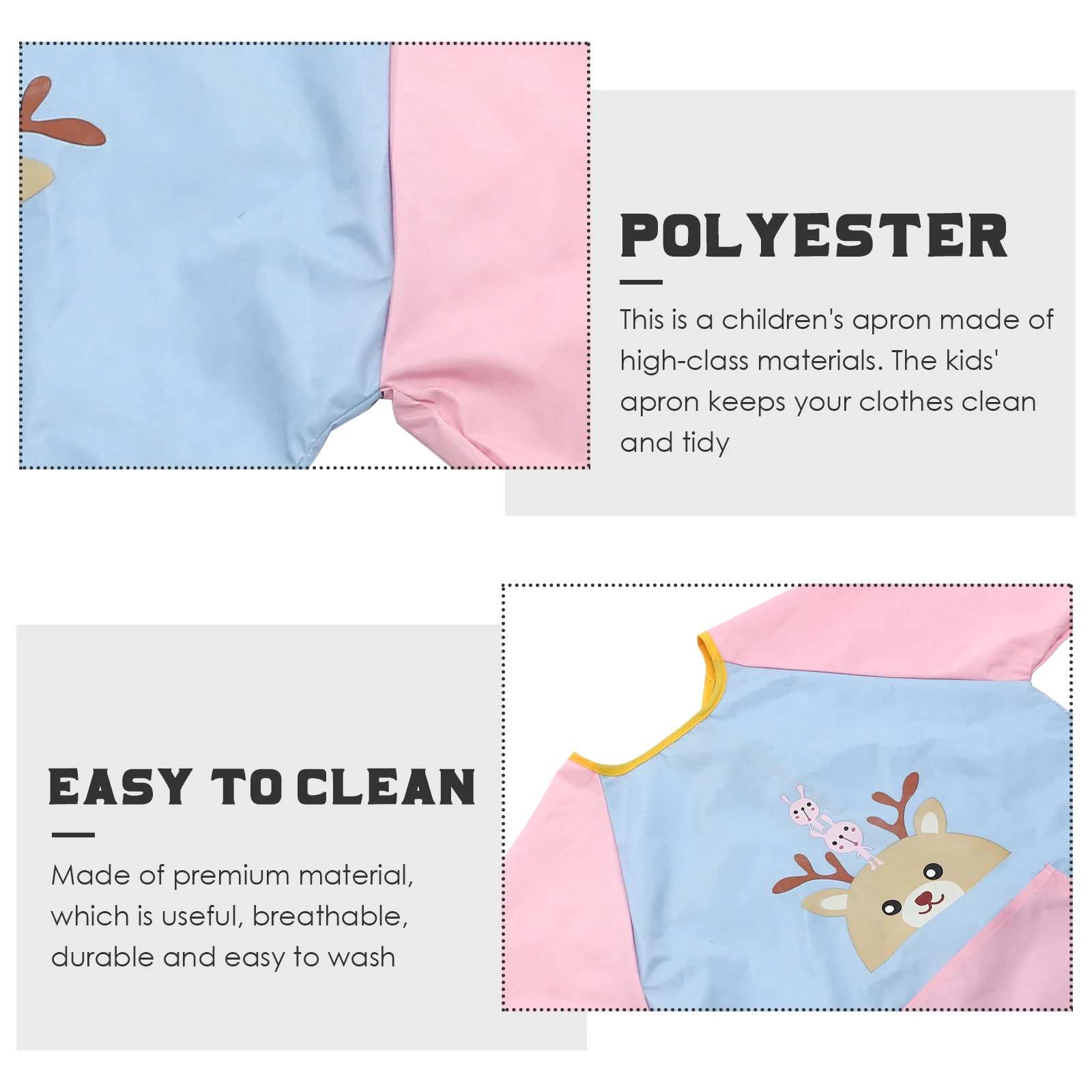 

Kids Apron Sleeves Cartoon Children Painting Baking Cooking Play Waterproof Toddler Washable Breathable Lightweight