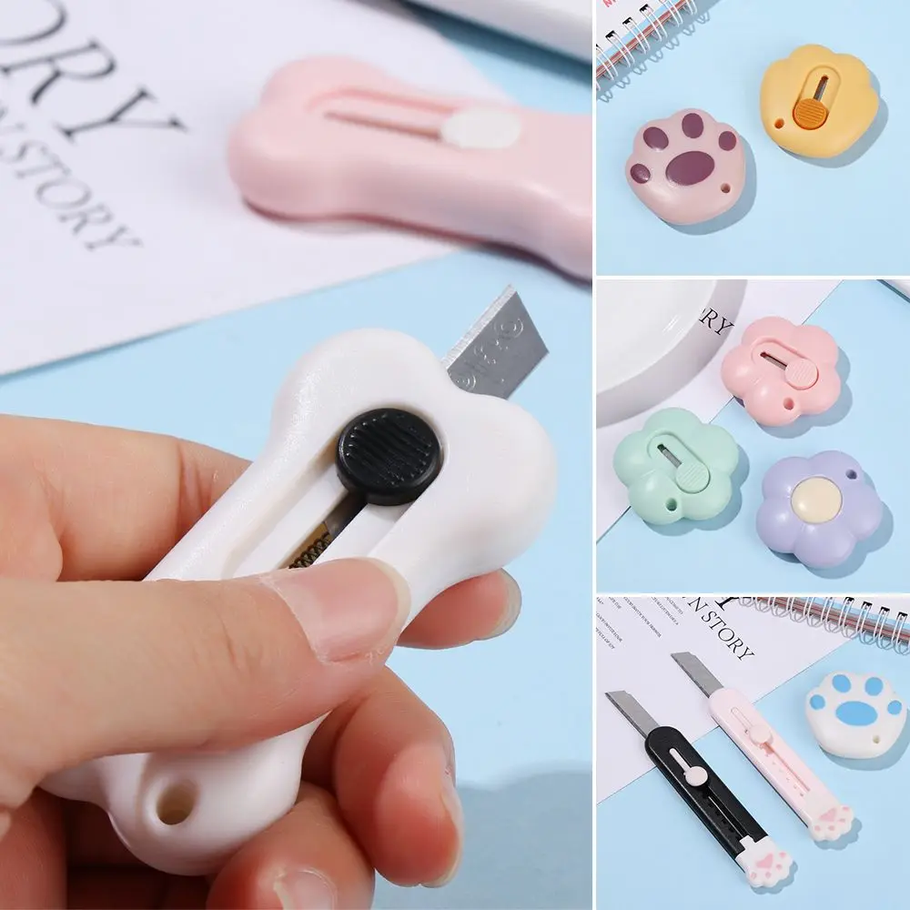 1PC Cute Pink Cat Paw Mini Portalble Utility Knife Retractable Cutter Envelope Opener Paper Cutting Tool School Office Supplies