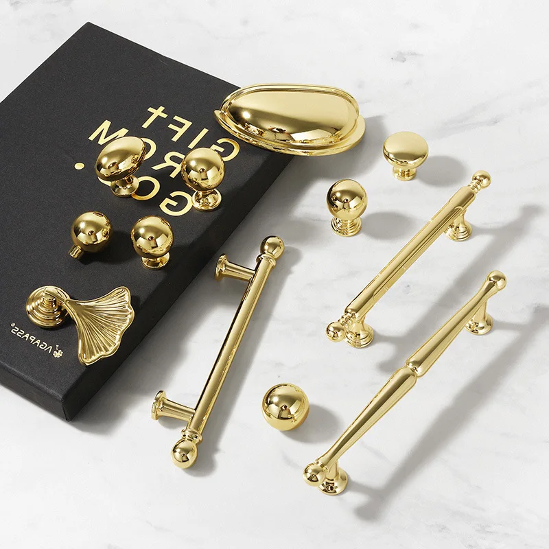 French Style Zinc Alloy Wardrobe Door Handle Modern Simple Golden Drawer Wine Cabinet Single Hole Cupboard Invisible Door Handle
