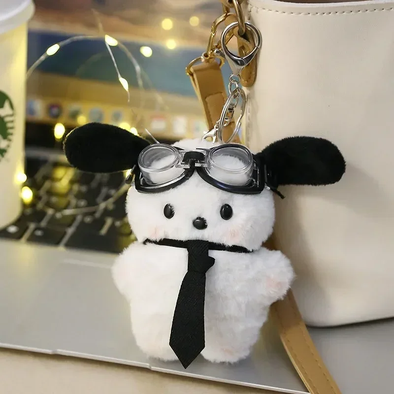 Kawaii Sanrio Pilot Pochacco Portachiavi in peluche Borsa stile Instagram appesa bambola di peluche zainetto ciondolo cucciolo regalo per bambini