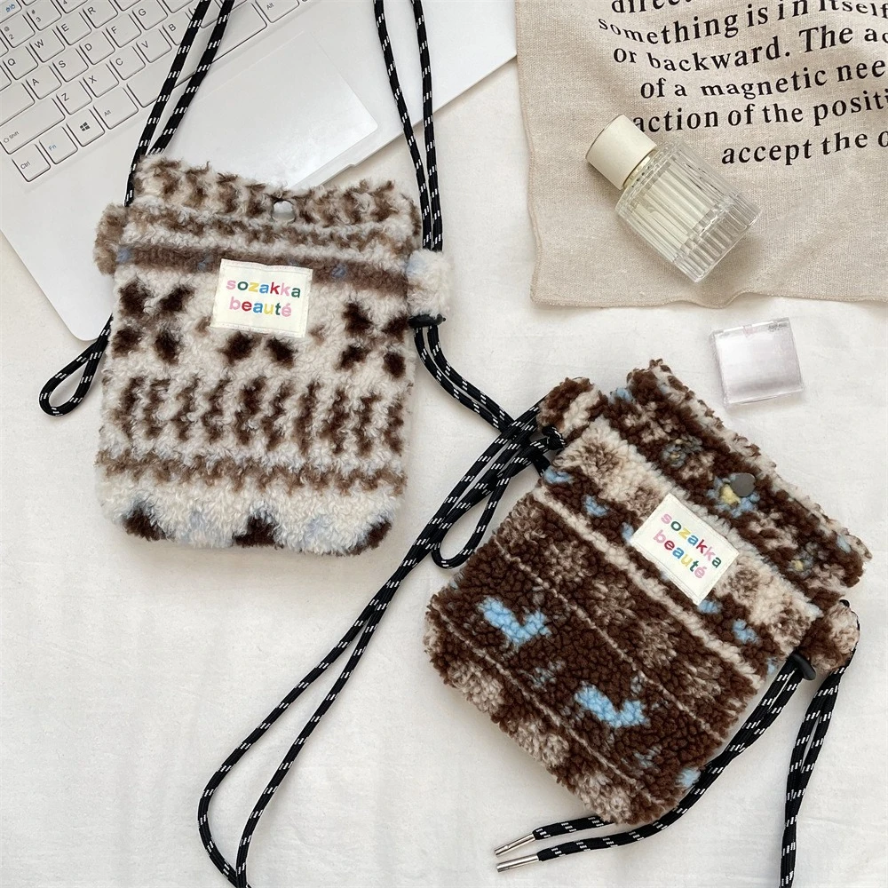 Women's Retro Plush Crossbody Bag Cute Autumn Winter New Female Bags Lipstick Cosmetic Organizer Wallet Crossbody Phone Bags - view 4