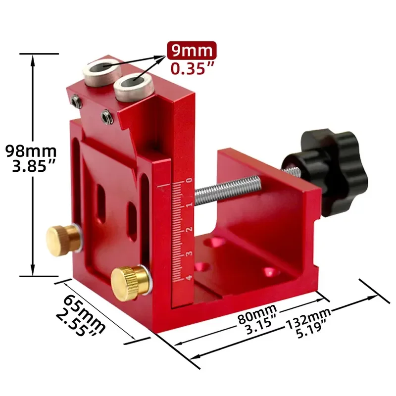 Pocket Hole Jig, Two-Hole Wood Jig System Kit with Drill Guide and Step Drill Bit, Wooden Plugs, and Screws for Joinery Work