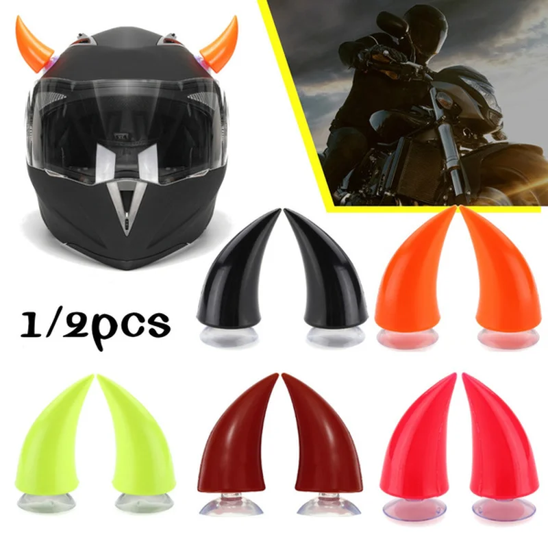 1/2pcs Helmet Devil Horns Motorcycle Electric Bike Car Helmet Stickers Long Short Parts Accessories Styling Decoration