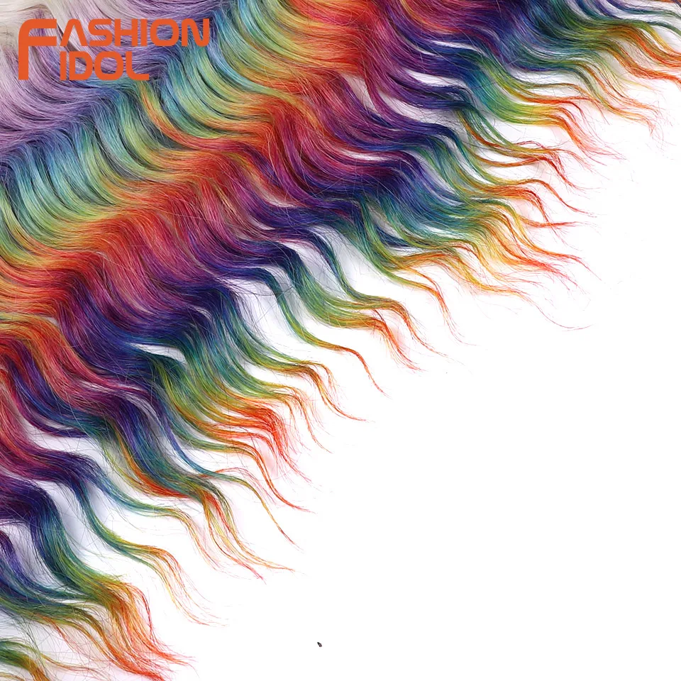 FASHION IDOL Anna 24inch Water Wave Hair Synthetic Braiding Hair Extensions Ombre Rainbow Afro Curl Twist Crochet Hair For Women image 6