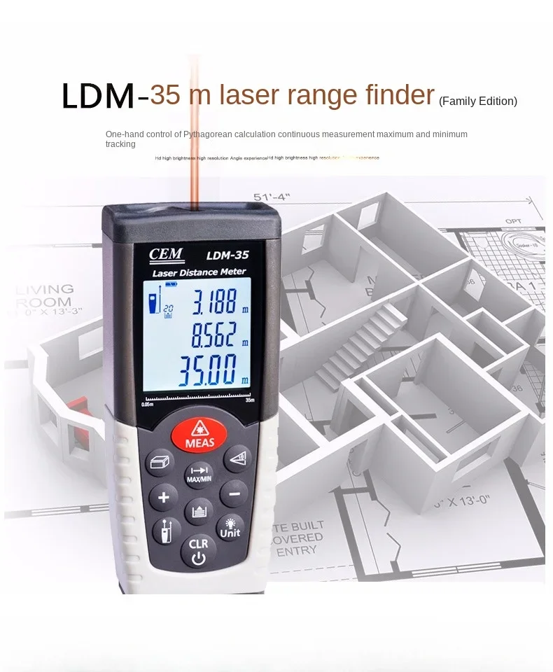 Imagem -05 - Laser Rangefinder Rangefinder Infravermelho de Alta Precisão Régua Eletrônica Instrumento de Medição Portátil Ldm35