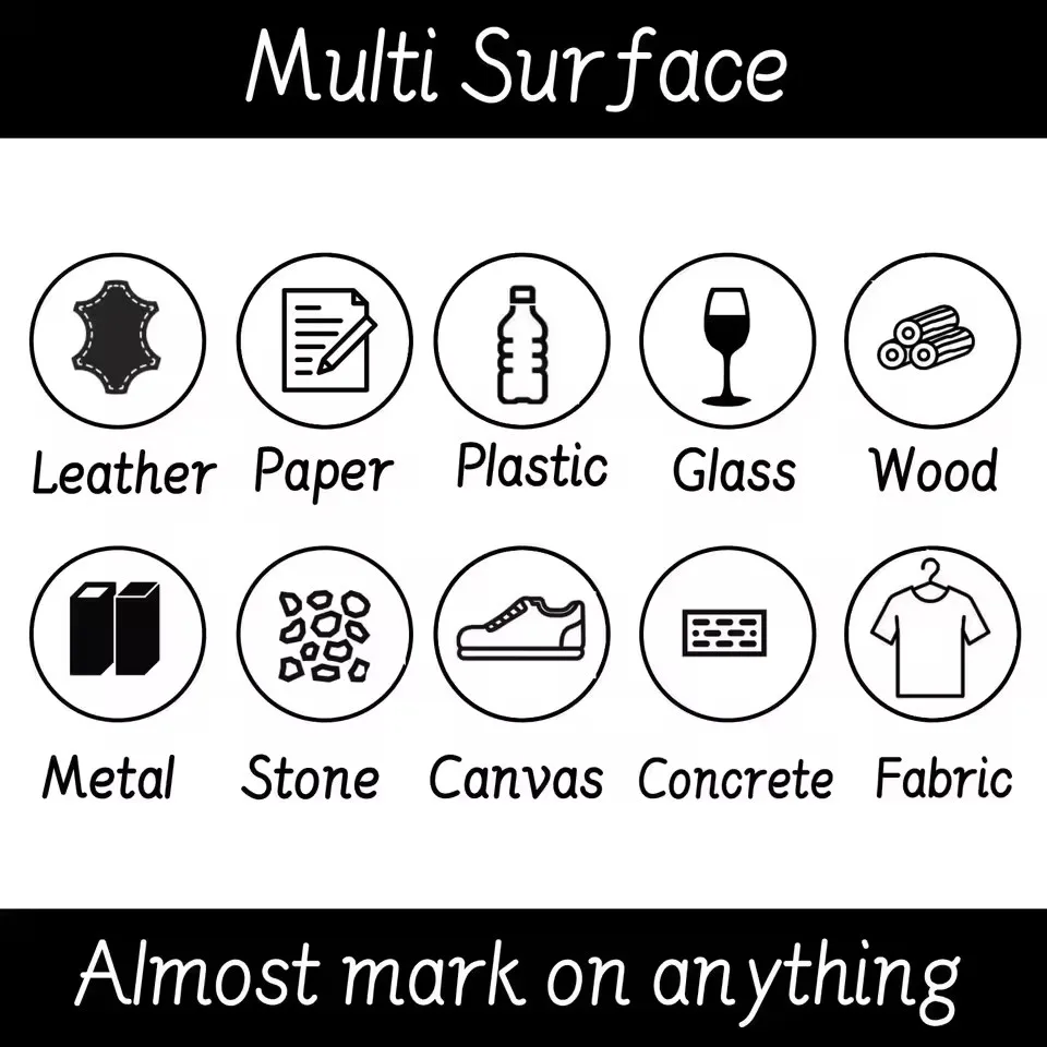 6Pcs Permanent Markers Waterproof Oil-Based Pens for Glass Plastic Metal Wood Rock Quick Dry No Bleed DIY Drawing Writing