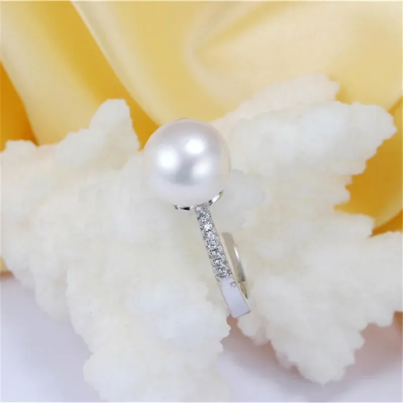 Authentic Real 925 Sterling Silver Rings Crystal CZ Faith Cross Finger Ring for Women Wedding Engagement Natural Pearl Jewelry