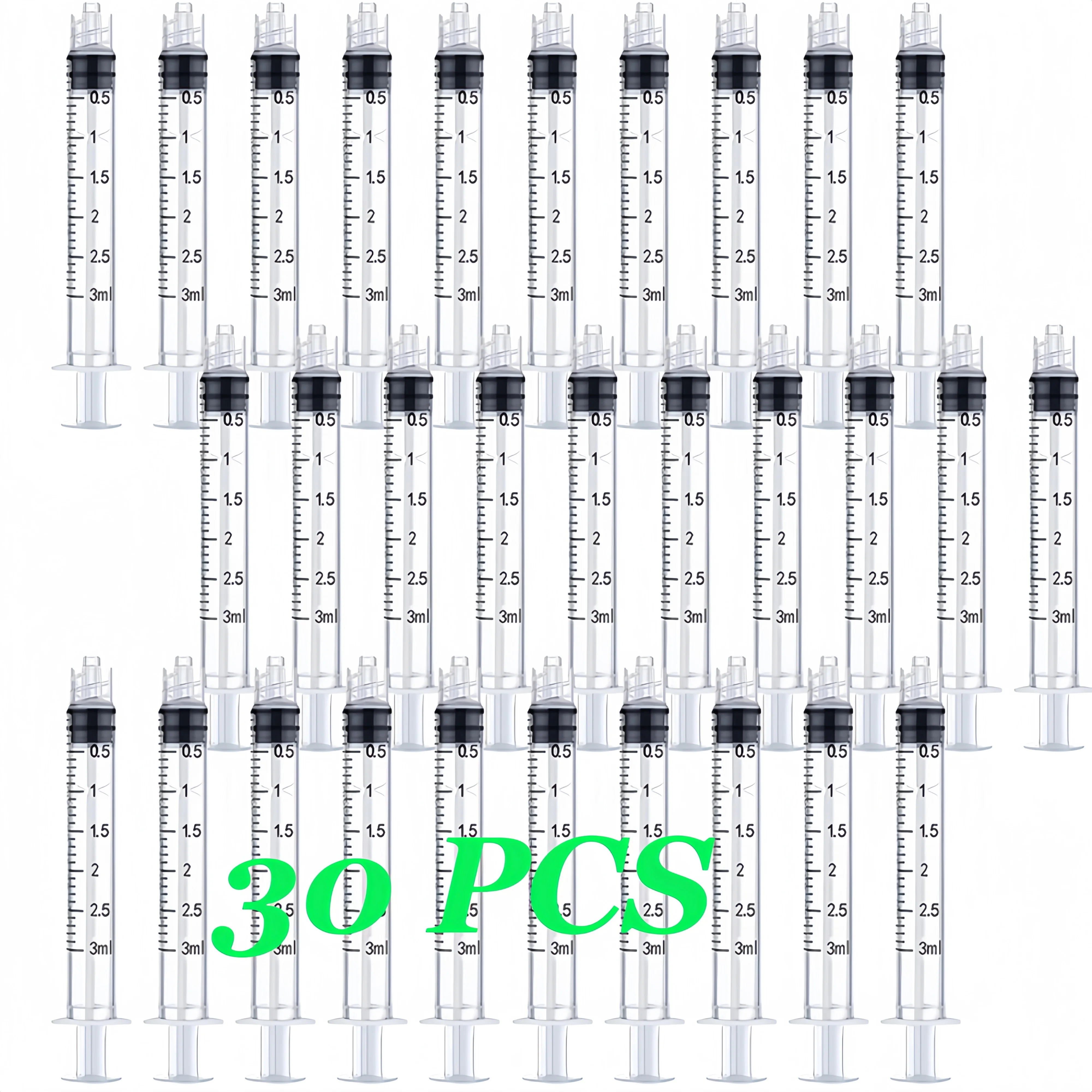 3-ml-Spritze mit Nadel und Nadelkappe/ohne Nadel, 100 Stück 3-ml-Einweg-Luer-Lock-Spritzen mit Nadel, geeignet für Veterinär-, Industrie- und Laboranwendungen, verschiedene Spezifikationen erhältlich – Detail 2