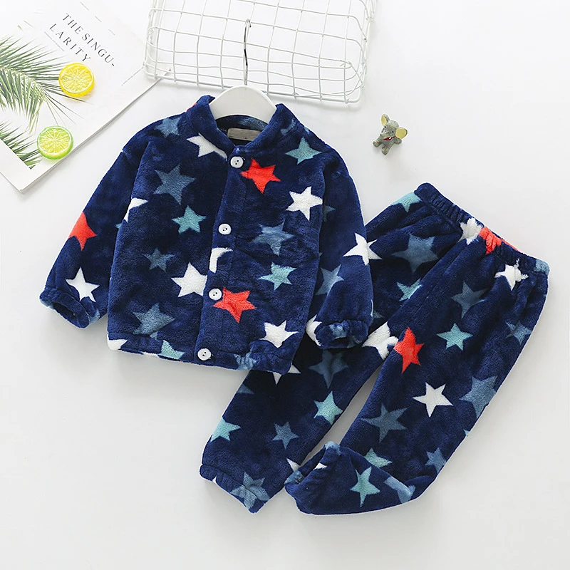 

Winter Kid Girl Clothes Children Boy Sleepwear Cartoon Tracksuit Toddler Outfit Baby Pajamas Nightgown Tops+Pant Two-Piece A1139