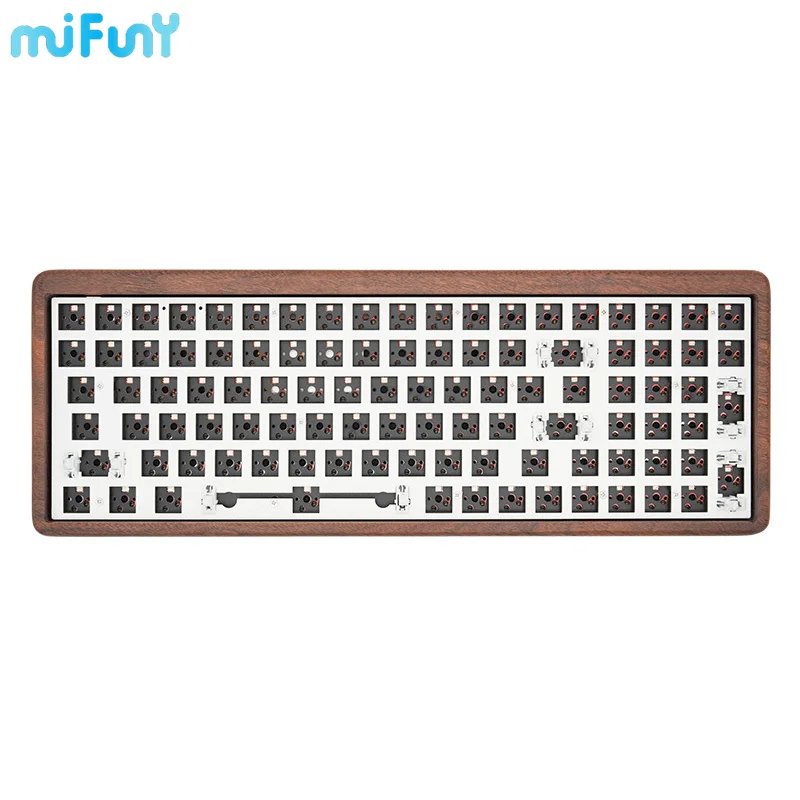 Imagem -06 - Mifuny-walnut Madeira Teclado Mecânico Bluetooth com Fio Dual-mode Hot Swap Rgb Backlight 100 Chaves Personalizado Gaming Teclados