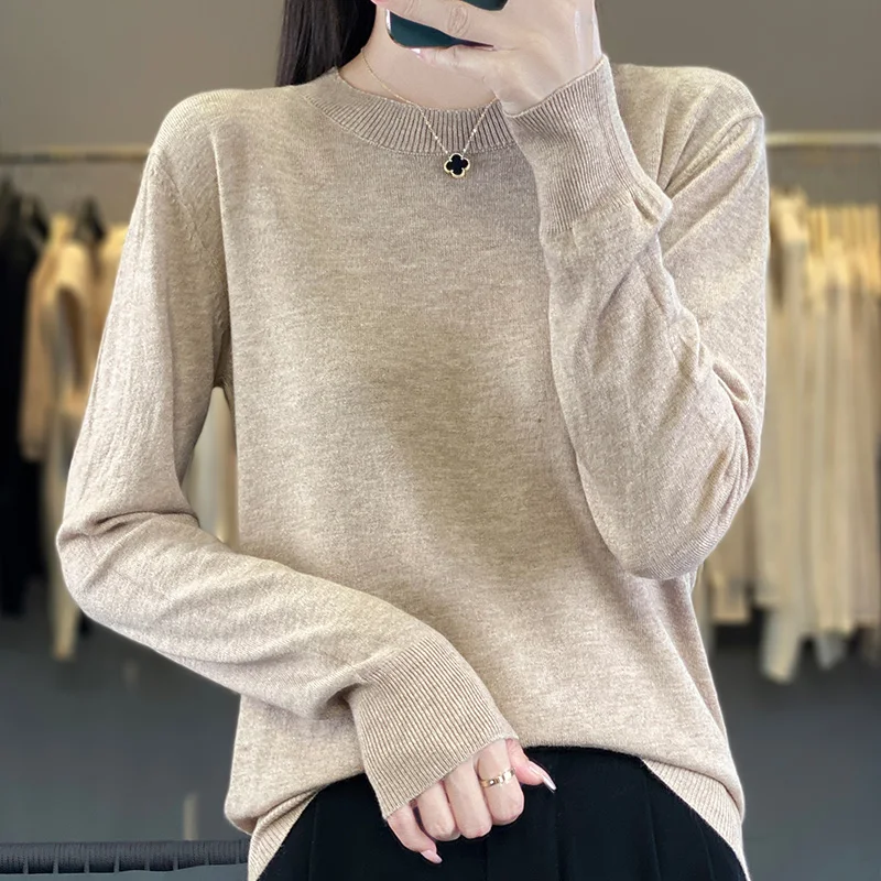 Spring and Autumn New Fashion Turtleneck Knitwear Sweater Women's Loose Slim Long-sleeved Shirt with Wild