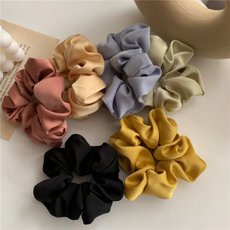 Elastic Handmade Multicolor Hair Band Elastic Rubber Band Headwear Hair Band Silk Scrunchies Solid Color Hair Ring Nice-looking