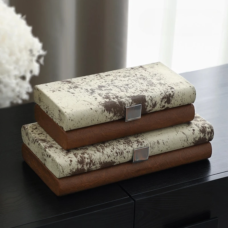 

Scandinavian Leather Jewelry Organizer Box Modern Office Decorations Showcase Display Case Luxury Makeup Box for Dresser Decor