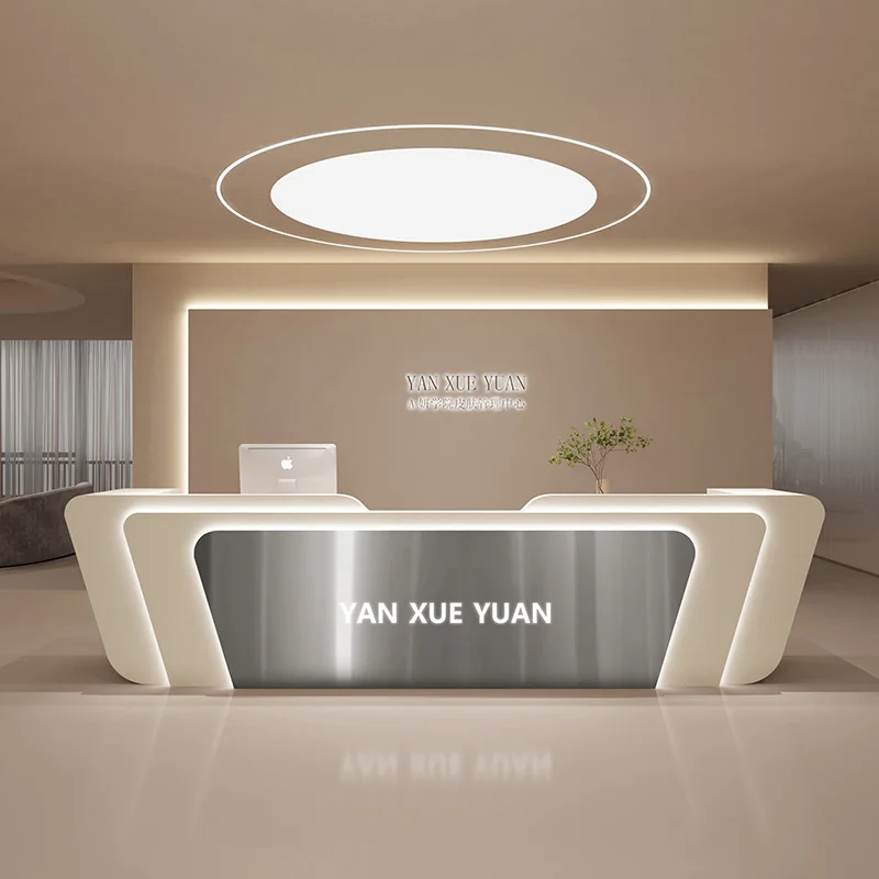 Stainless Steel Checkout Reception Desk Simple Modern Beauty Dental Bar Training Institution Company Empfangs Theke Furniture