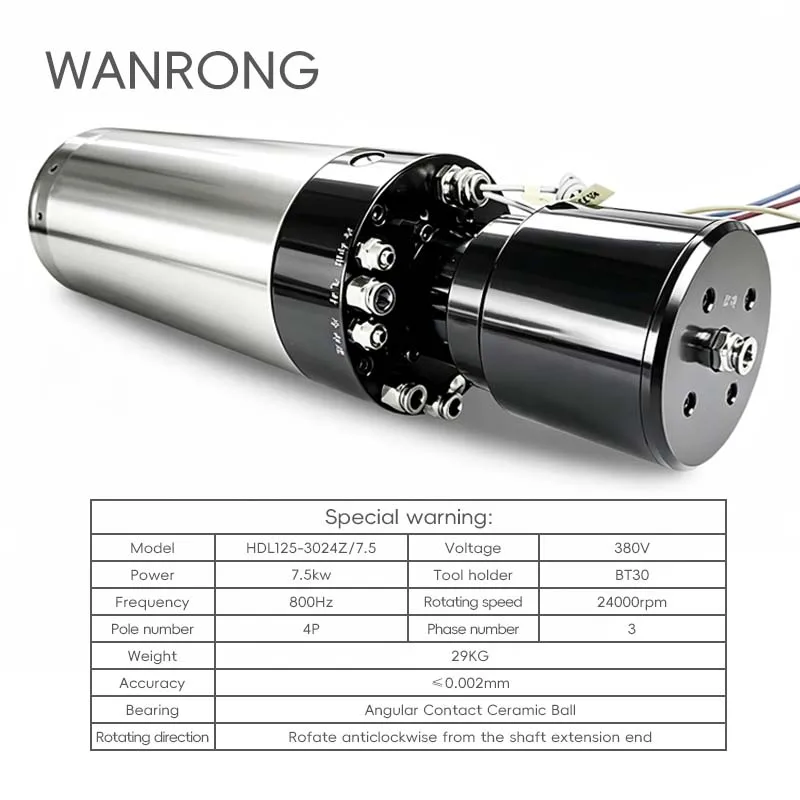 7.5KW24000 High Frequency  Spindle Automatic Tool Change CNC Shaft For High Precision Woodworking Metalworking Machinery