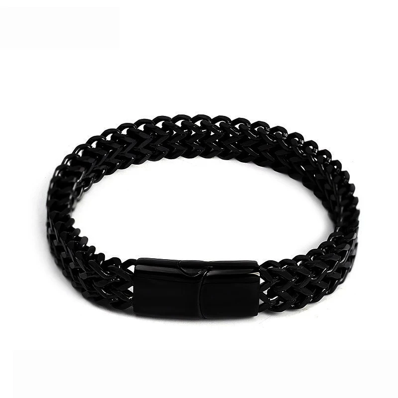 12mm Black Custom Name Men Stainless Steel Cuban Chain band Smooth Engrave Logo Id Bracelets Gift Jewelry