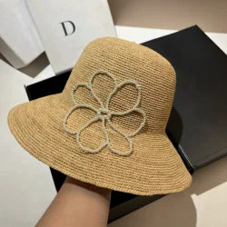 Women's Summer Lafite Grass Handwoven Sunscreen Vacation Straw Hat Outdoor Fashion Heavy Industry Pearl Flower UV Beach Sun Hat