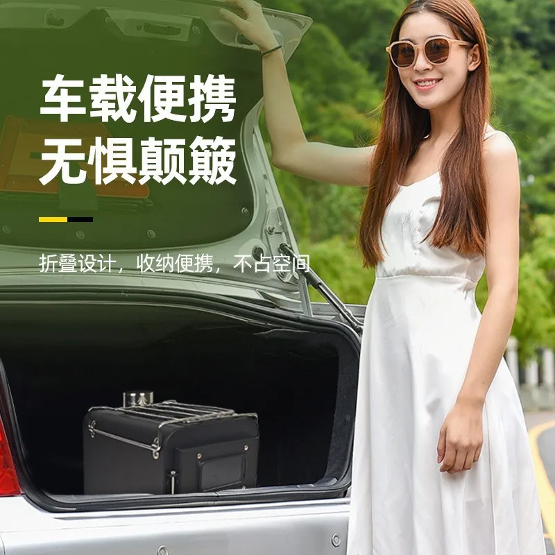 Outdoor portable folding camping picnic self-driving tour tent firewood stove indoor heating firewood-coal dual-purpose stove ti