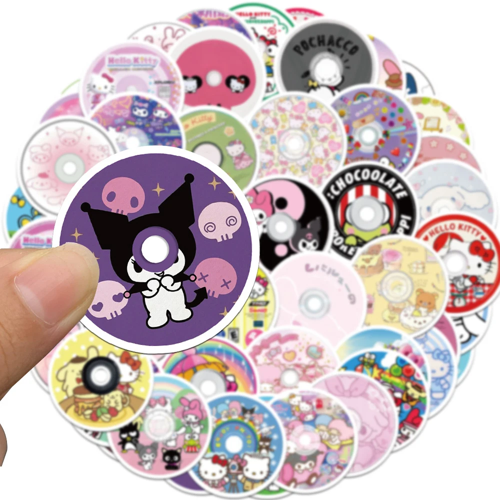 10/30/50pcs Kawaii Sanrio CD Cartoon Stickers Aesthetic Decorative Decorative Phone Case Guitar Cute Kids Sticker Toys Gifts