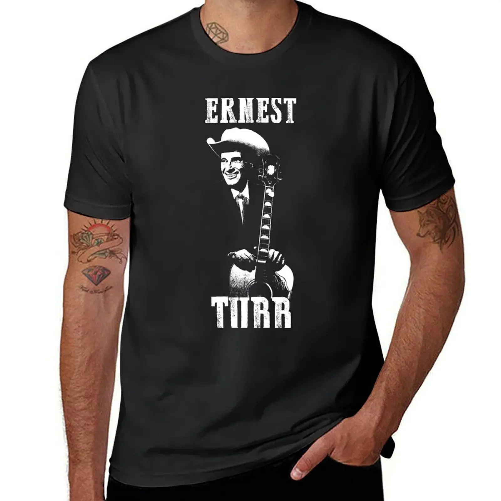 Ernest Tubb - The White Stencil-1 T-Shirt vintage clothes heavyweights blacks customs design your own t shirts men