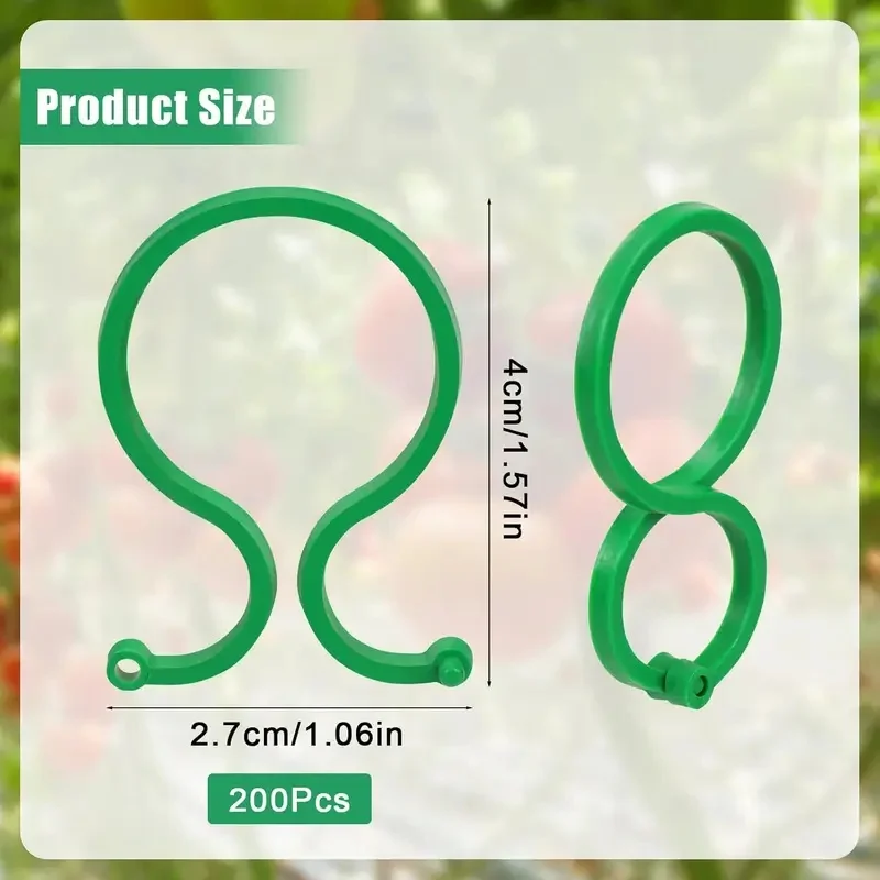 50-200pc  Plant Support Clips- Heavy Duty Garden Clips for Tomatoes, Vines & Climbing Plants - Reusable Green Plastic Plant Ties
