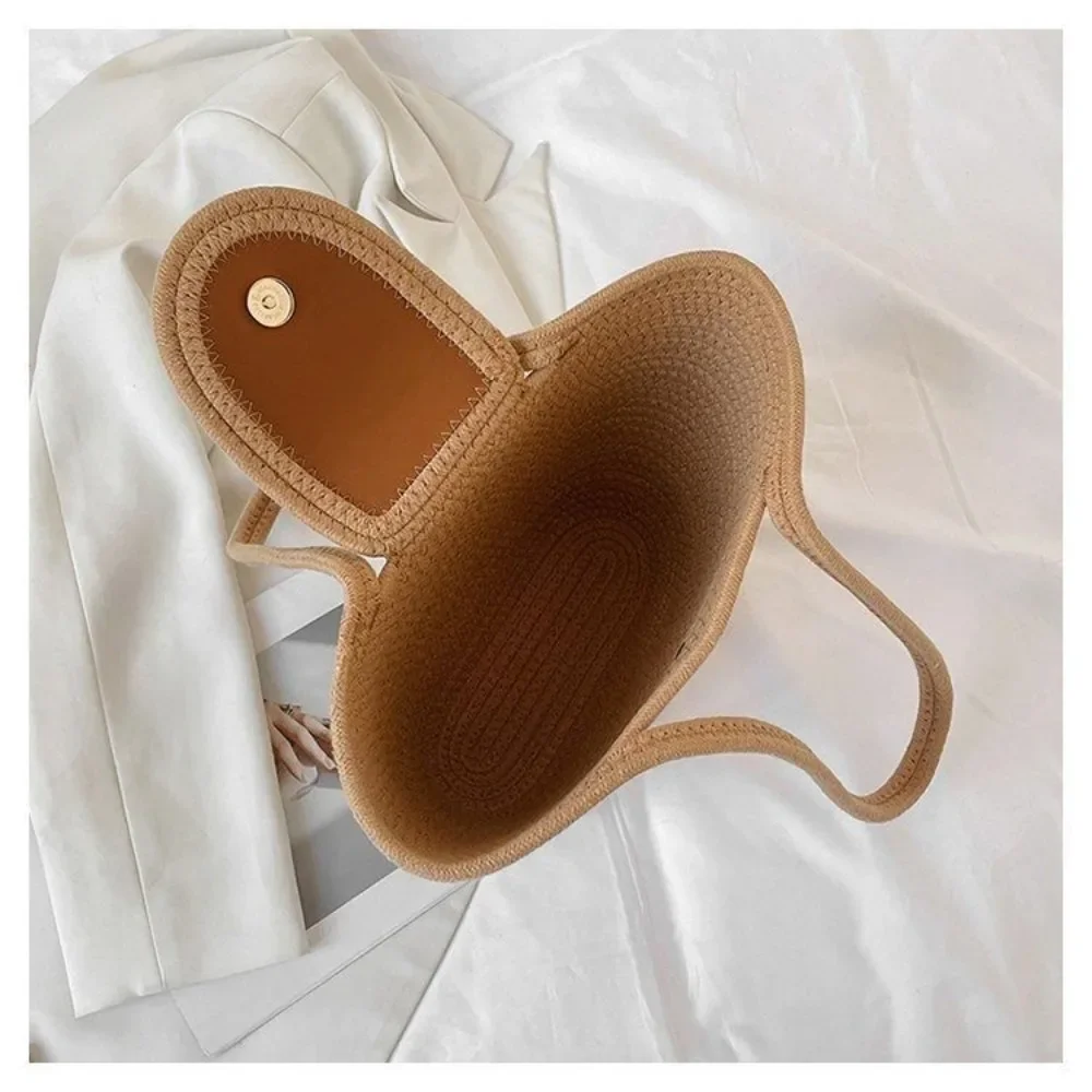 Women Casual Straw Handbags Wicker Woven Shoulder Bags Summer Beach Straw Bag Large Capacity Tote Lady Big Purses