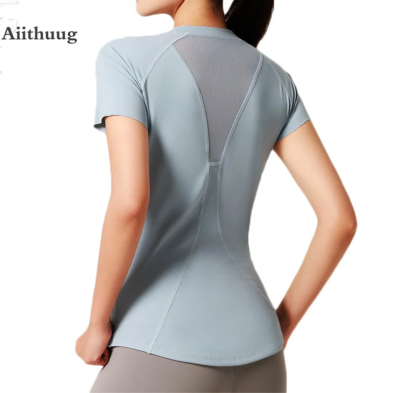 Aiithuug Sports Short Sleeve Running Quick Dry Back Breathable Yoga Tops Quick Dry Daily Active Wear Golf Shirts Tennis Tops Gym