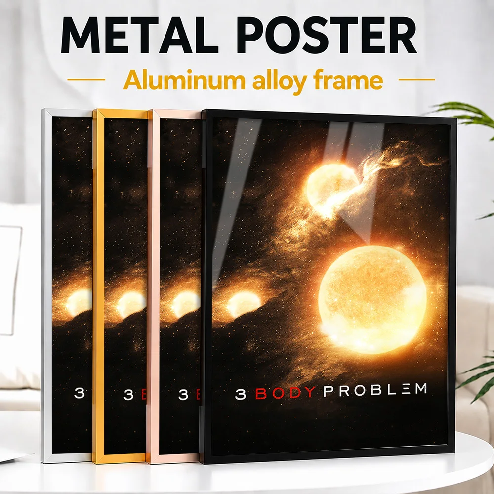 Three Body Problem Cosmic Suns Framed Metal Poster Personalized Photo Mysterious Science Style Wall Art For Study Birthday Gift