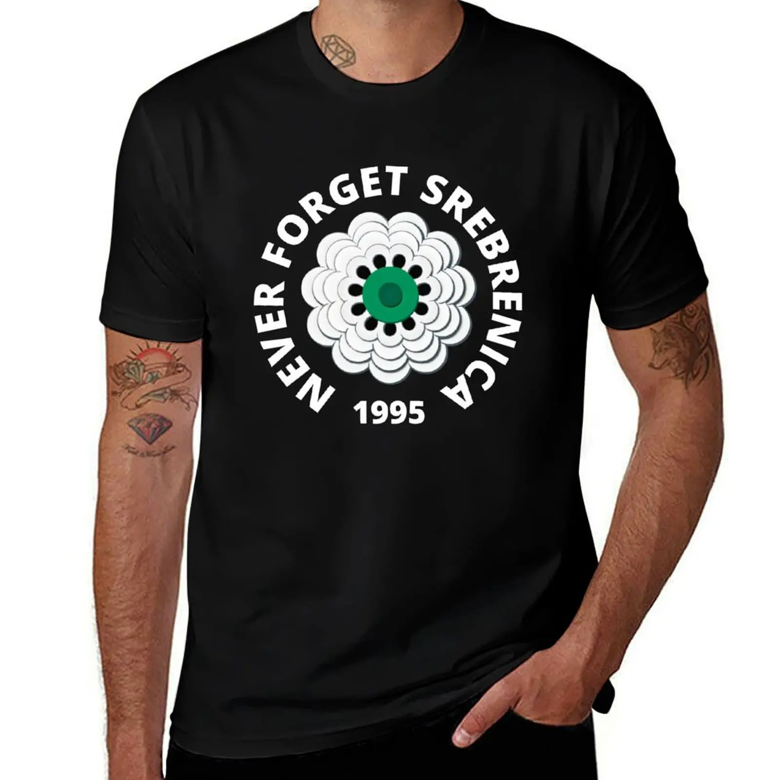 

Never Forget Srebrenica T-Shirt customs design your own anime clothes mens graphic t-shirts anime