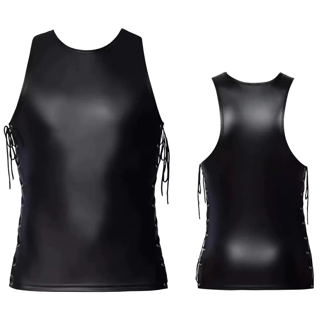 ملهى ليلي ذكر المغني جوجو مثير ازياء جلدية سوداء ضمادة العضلات قمم الدبابات عرض مسرحي ملابس الرقص